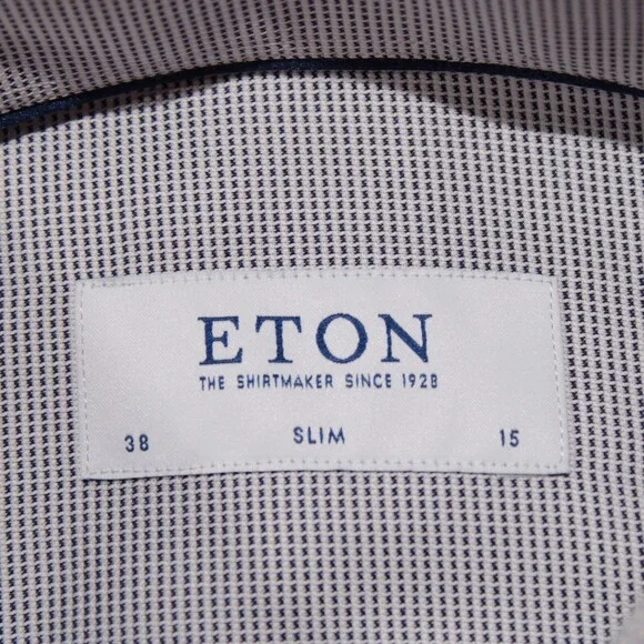 Eton NWT Dress Shirt Size 38 15 Slim Fit in Blue / White 100% Cotton